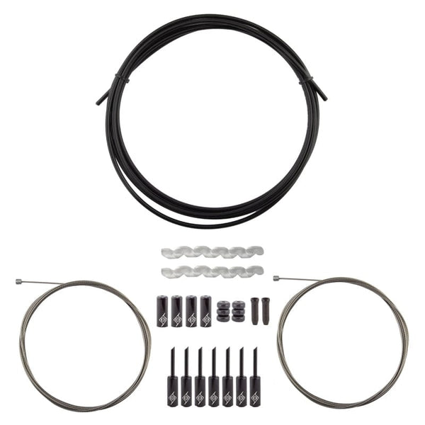 Origin8 Cables and Housing Origin8 Slick Compressionless 2x Gear Cable/Housing Kit Front and Rear 3200mm/2300mm & 2800mm 4mm/1.1mm Black MTB/Road Compressionless