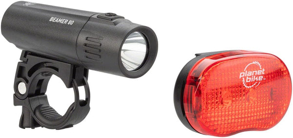 Planet Bike Lights Planet Bike Beamer 80 Headlight and Blinky 3 Taillight Set