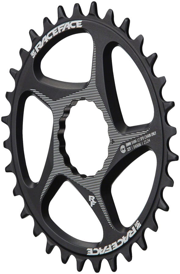 RaceFace Chainrings 32T RaceFace Direct Mount Wide Chainring - CINCH For Shimano 12-Speed HG+ Compatible Chain, Black