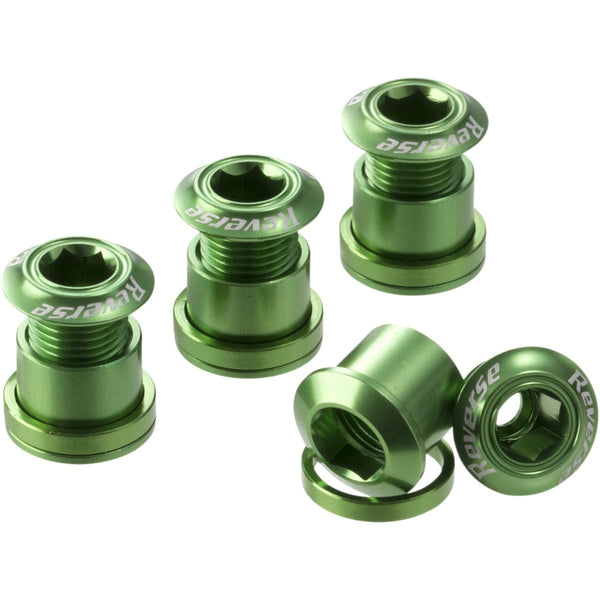 Reverse Nuts & Bolts Green Reverse Chainring Bolt Set - 8pc