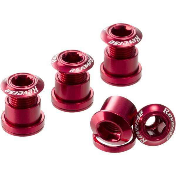 Reverse Nuts & Bolts Red Reverse Chainring Bolt Set - 8pc