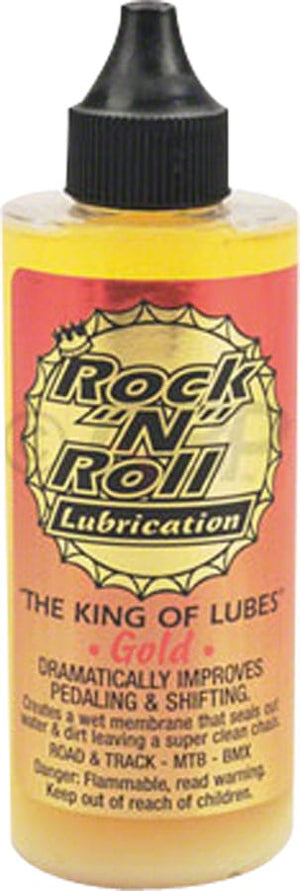 Rock-N-Roll LubeCleaning Rock-N-Roll Gold Bike Chain Lube - 4oz, Drip, POP Box of 12 single