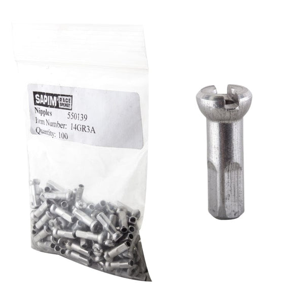 Sapim Spokes Sapim Polyax Nipples Polyax 2.0 (14G) 14mm Bag of 100 Alloy Silver