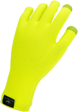 SealSkinz Gloves and Liners SealSkinz Waterproof All Weather Knit Glove - Neon Yellow Full Finger Small