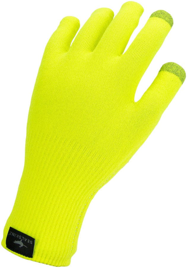 SealSkinz Gloves and Liners SealSkinz Waterproof All Weather Knit Glove - Neon Yellow Full Finger Small