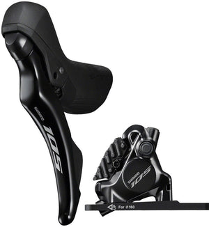 Shimano Brake/Shift Lever - Drop Bar Left/Front Shimano 105 105 ST-R7120 Shift/Brake Lever BR-R7170 Hydraulic Disc Brake Caliper