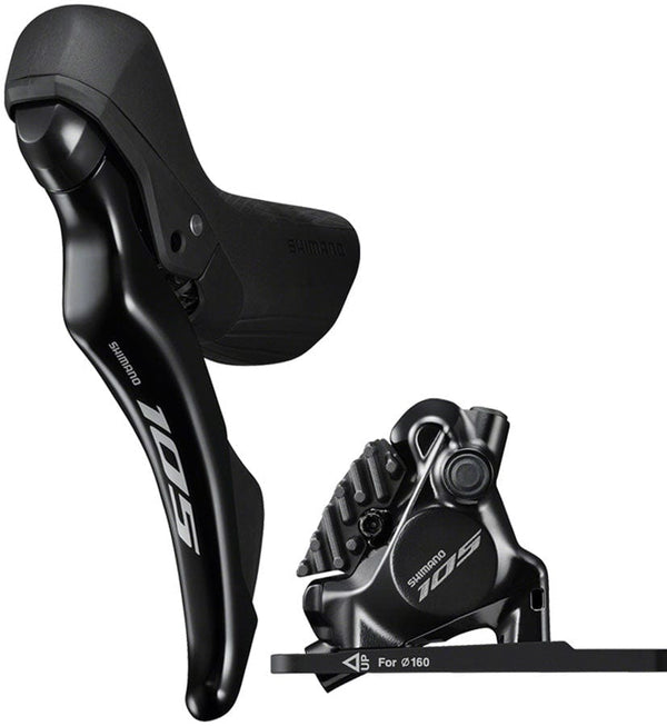Shimano Brake/Shift Lever - Drop Bar Left/Front Shimano 105 105 ST-R7120 Shift/Brake Lever BR-R7170 Hydraulic Disc Brake Caliper