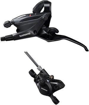 Shimano Brake/Shift Lever - Flat Bar Left/Front / 2X Shimano ST-EF505 EZ Fire Plus Shift/Brake Lever BR-MT200 Disc Brake Caliper