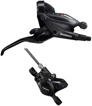 Shimano Brake/Shift Lever - Flat Bar Right/Rear / 7-Speed Shimano ST-EF505 EZ Fire Plus Shift/Brake Lever BR-MT200 Disc Brake Caliper