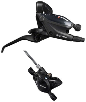 Shimano Brake/Shift Lever - Flat Bar Right/Rear / 8-Speed Shimano ST-EF505 EZ Fire Plus Shift/Brake Lever BR-MT200 Disc Brake Caliper