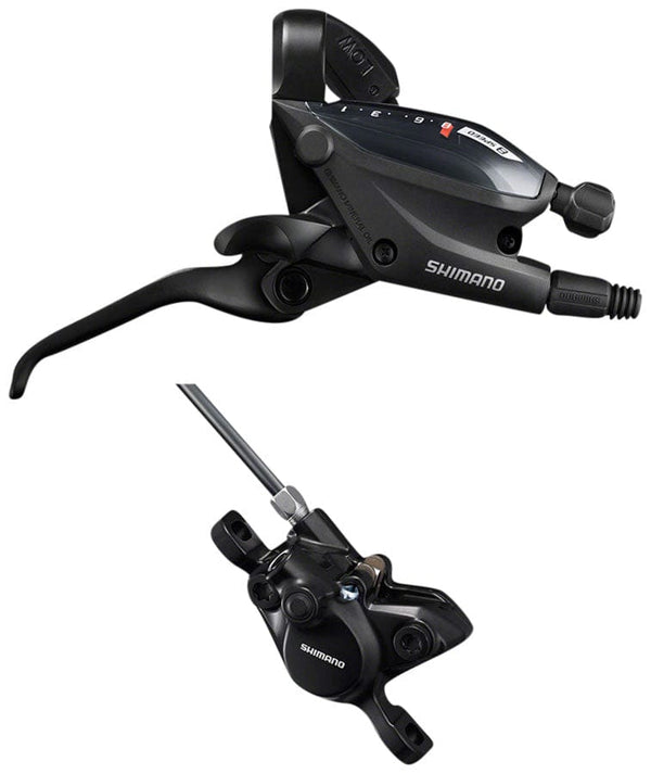 Shimano Brake/Shift Lever - Flat Bar Right/Rear / 8-Speed Shimano ST-EF505 EZ Fire Plus Shift/Brake Lever BR-MT200 Disc Brake Caliper