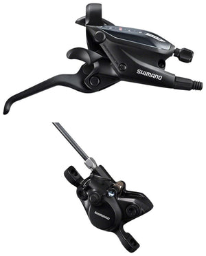 Shimano Brake/Shift Lever - Flat Bar Right/Rear / 9-Speed Shimano ST-EF505 EZ Fire Plus Shift/Brake Lever BR-MT200 Disc Brake Caliper