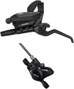Shimano Brake/Shift Lever - Flat Bar Shimano ST-EF515-L EZ Fire Plus Shift/Brake Lever BR-MT200 Disc Brake Caliper - Left/Front 3x Shift Post Mount 2-Piston  BLK