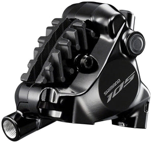 Shimano Disc Brake Calipers Shimano 105 BR-R7170 Road Hydraulic Disc Brake Caliper - Rear Flat Mount L03A Resin Pads Fins