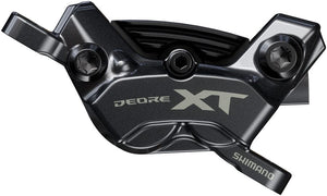Shimano Disc Brake Calipers Shimano Deore XT BR-M8220 Enduro Disc Brake Caliper - Front Rear Post Mount 4-Piston Includes P04C-MF Finned Metal Pads