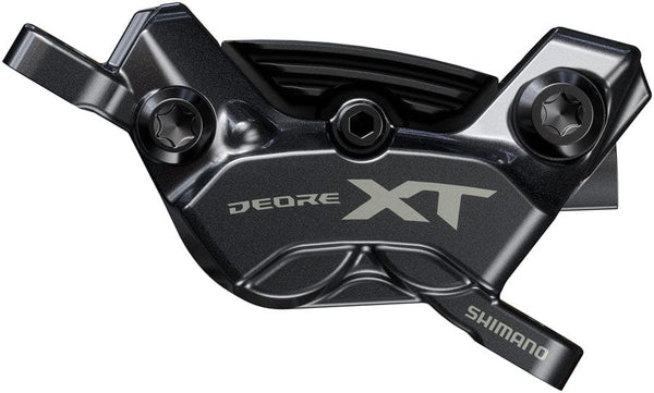 Shimano Disc Brake Calipers Shimano Deore XT BR-M8220 Enduro Disc Brake Caliper - Front Rear Post Mount 4-Piston Includes P04C-MF Finned Metal Pads