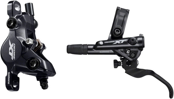 Shimano Disc Brake & Lever Front / 2-Piston Shimano Deore XT BL-M8100/BR-M8100 Disc Brake Lever - Front Hydraulic Post Mount 2-Piston Finned Pads I-SPEC EV Clamp Band BLK