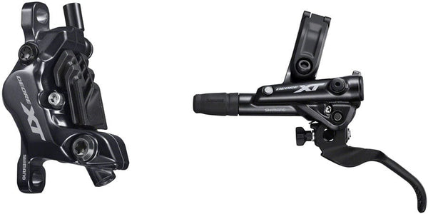 Shimano Disc Brake & Lever Front / 4-Piston Shimano Deore XT BL-M8100/BR-M8100 Disc Brake Lever - Front Hydraulic Post Mount 2-Piston Finned Pads I-SPEC EV Clamp Band BLK