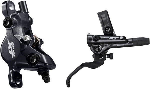 Shimano Disc Brake & Lever Rear / 2-Piston Shimano Deore XT BL-M8100/BR-M8100 Disc Brake Lever - Front Hydraulic Post Mount 2-Piston Finned Pads I-SPEC EV Clamp Band BLK