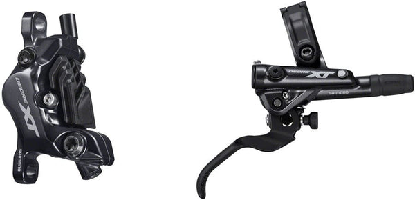Shimano Disc Brake & Lever Rear / 4-Piston Shimano Deore XT BL-M8100/BR-M8100 Disc Brake Lever - Front Hydraulic Post Mount 2-Piston Finned Pads I-SPEC EV Clamp Band BLK
