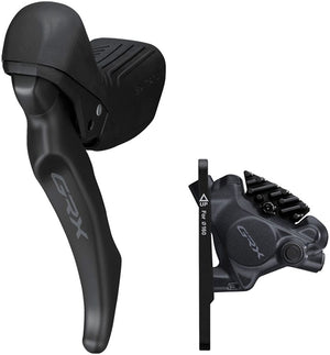 Shimano Disc Brake & Lever Shimano GRX BL-RX610 Brake Lever BR-RX410 Hydraulic Disc Brake Caliper - Left/Front Flat Mount Caliper BLK