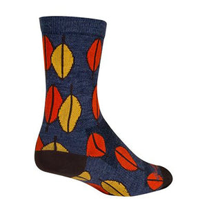 Sockguy Socks 5-9 Sockguy Leaves Wool Socks - Blue/Red/Yellow