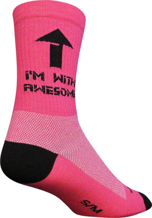 SockGuy Socks SockGuy Crew I'm With Awesome Socks - 6" Pink Large/X-Large