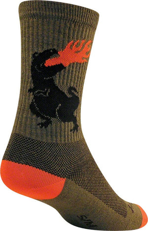 SockGuy Socks SockGuy Dinosaur Wool Socks - 6" Green Large/X-Large