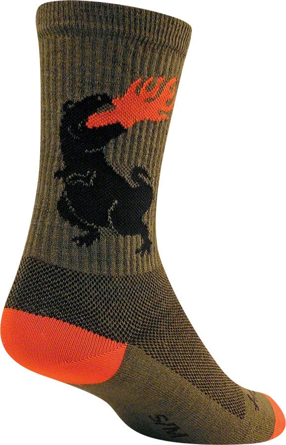 SockGuy Socks SockGuy Dinosaur Wool Socks - 6" Green Large/X-Large
