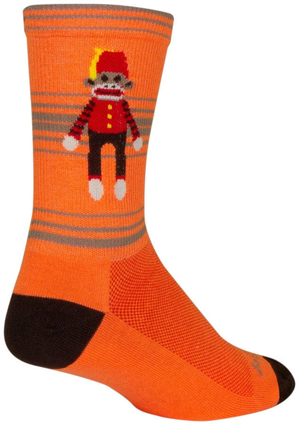 SockGuy Socks SockGuy Funky Monkey Crew Socks - 6" Orange/Red/Brown Large/X-Large