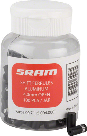 SRAM Cables and Housing Parts and Accessories SRAM Shift Cable Housing Ferrules 4mm Open Black 100-count Jar