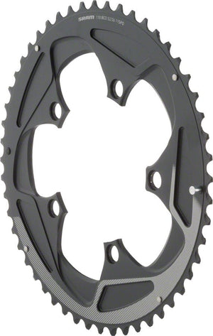 SRAM Chainrings SRAM 52 Tooth 11-Speed 110mm BCD Yaw Chainring BLK Silver Trim Use 36 38T
