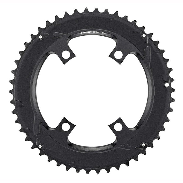 SRAM Chainrings SRAM Road 110mm Asymmetrical Chainring Teeth: 50 Speed: 11 BCD: 110 Bolts: 4 Outer Aluminum Black