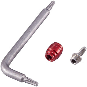 SRAM Disc Hose and Parts SRAM Bulk Hydraulic Brake Hose Fitting Kit 50 Threaded Hose Barbs 50 Red Compression Fittings 1 T8 Torx Wrench