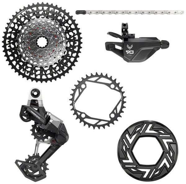 SRAM Exclude SRAM Eagle 90 Ebike Groupset - No Crank 34T 104bcd Clip-on Guard Chain XS-1275 10-52t Single Click Shifter Rear Derailleur
