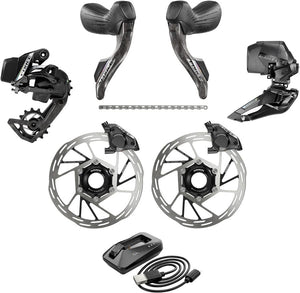 SRAM Group Kits SRAM Force eTap AXS Road Groupset - 2x12-Speed HRD Shift/Brake Levers FM Calipers CL Rotors Chain F/R Derailleurs E1