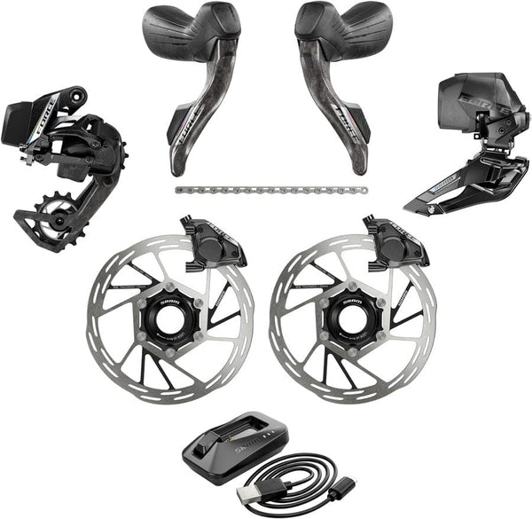 SRAM Group Kits SRAM Force eTap AXS Road Groupset - 2x12-Speed HRD Shift/Brake Levers FM Calipers CL Rotors Chain F/R Derailleurs E1