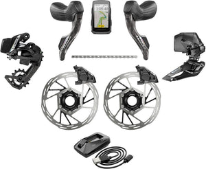 SRAM Group Kits SRAM Force eTap AXS Road Groupset - 2x12-Speed HRD Shift/Brake Levers FM Calipers Rotors Chain F/R Derailleurs Hammerhead Karoo E1
