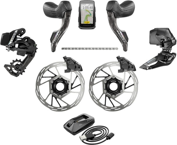SRAM Group Kits SRAM Force eTap AXS Road Groupset - 2x12-Speed HRD Shift/Brake Levers FM Calipers Rotors Chain F/R Derailleurs Hammerhead Karoo E1