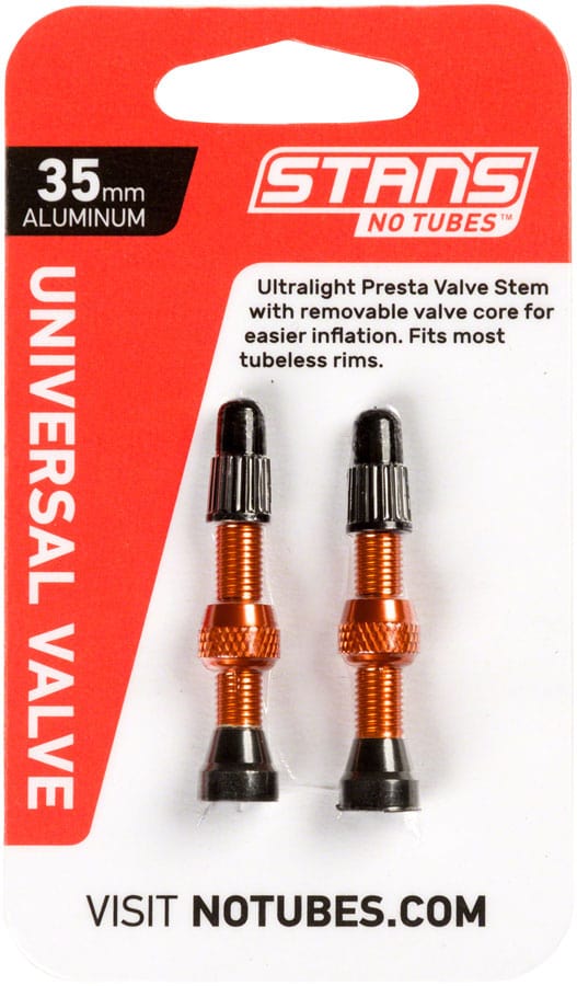 Stan's Tubeless Valves 35Mm / Orange Stan's Alloy Valve Stems