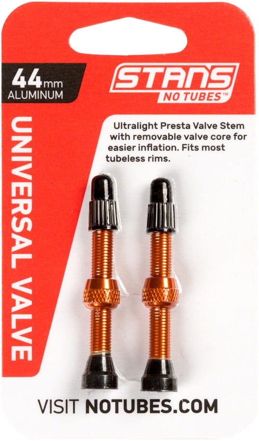 Stan's Tubeless Valves 44Mm / Orange Stan's Alloy Valve Stems