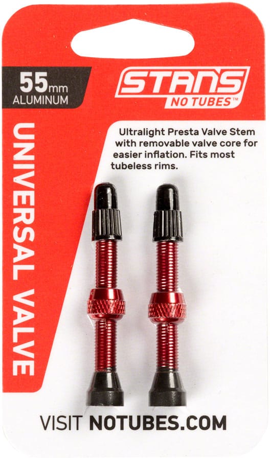 Stan's Tubeless Valves 55Mm / Red Stan's Alloy Valve Stems