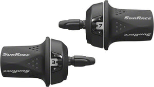 SunRace Shifters SunRace M21 Twist Shift Set 8-Speed Rear Friction Front: Gray