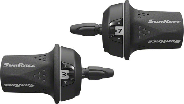 SunRace Shifters SunRace M21 Twist Shift Set 8-Speed Rear Friction Front: Gray