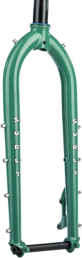 Surly Rigid Forks Surly Dinner Fork - 27.5" 15x110mm Thru-Axle 1-1/8" Straight Steerer 420mm Axle To Crown Steel Illegal Smile Green