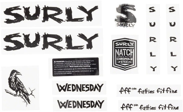Surly Sticker/Decal Black/Crow Surly Wednesday Decal Set