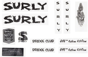 Surly Sticker/Decal Black Surly Bridge Club Frame Decal Set