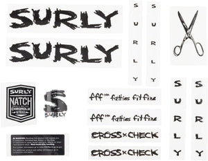 Surly Sticker/Decal Black Surly Cross Check Frame Decal Set