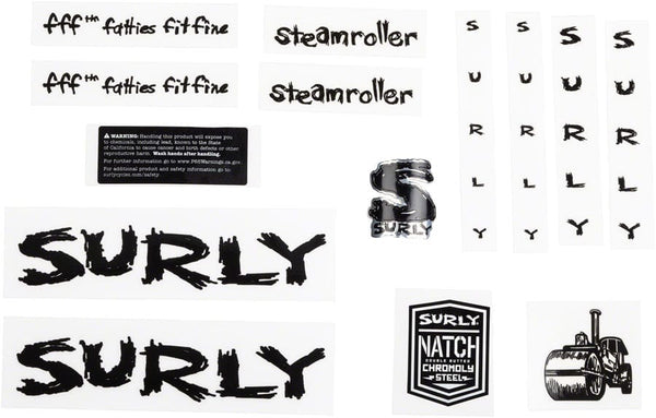 Surly Sticker/Decal Black Surly Steamroller Decal Set