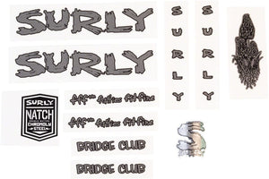 Surly Sticker/Decal Dark Metallic Gray Surly Bridge Club Frame Decal Set